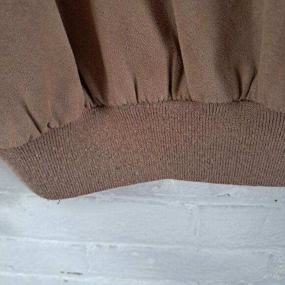 Devon & Jones Sport Mens XL Brown Tan Faux Suede Zip Front Grandpa Bomber Jacket - Picture 5 of 10